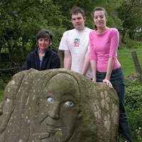 Members of the Yates family at Smerrill. Several stones are installated on land the Yates farm.